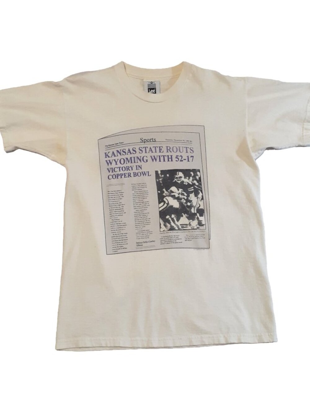 Vintage Kansas State Wildcats T Shirt Mens M White NCAA Football Graphic 1993
